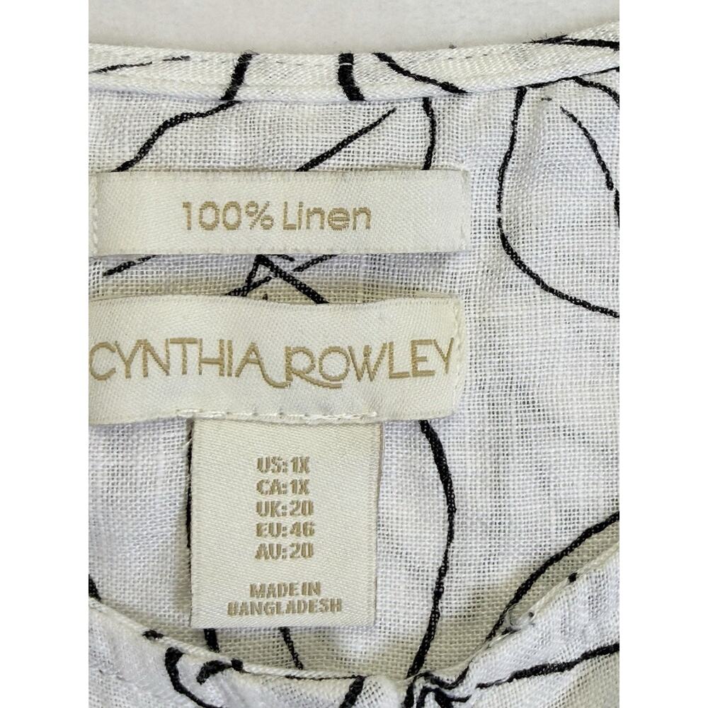 Cynthia Rowley 100% Linen Tunic Women’s Sz 1X Button Down Shirt Leaf Print - Picture 4 of 10